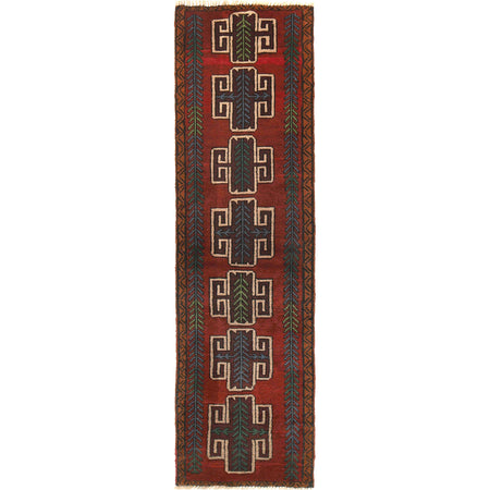Baluchi Runner Rug Handmade Red 8' Runner