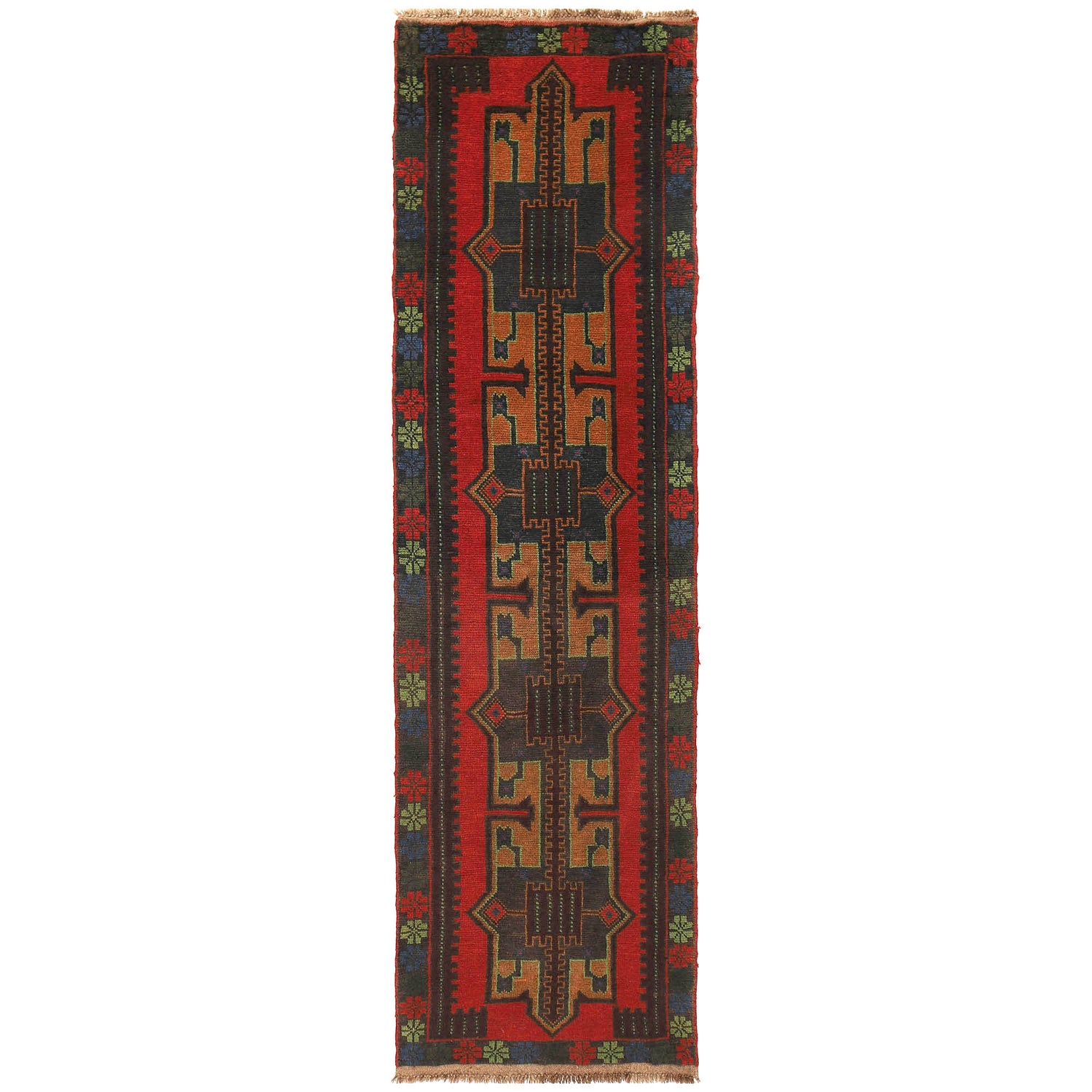Baluchi Runner Rug Handmade Red 10' Runner