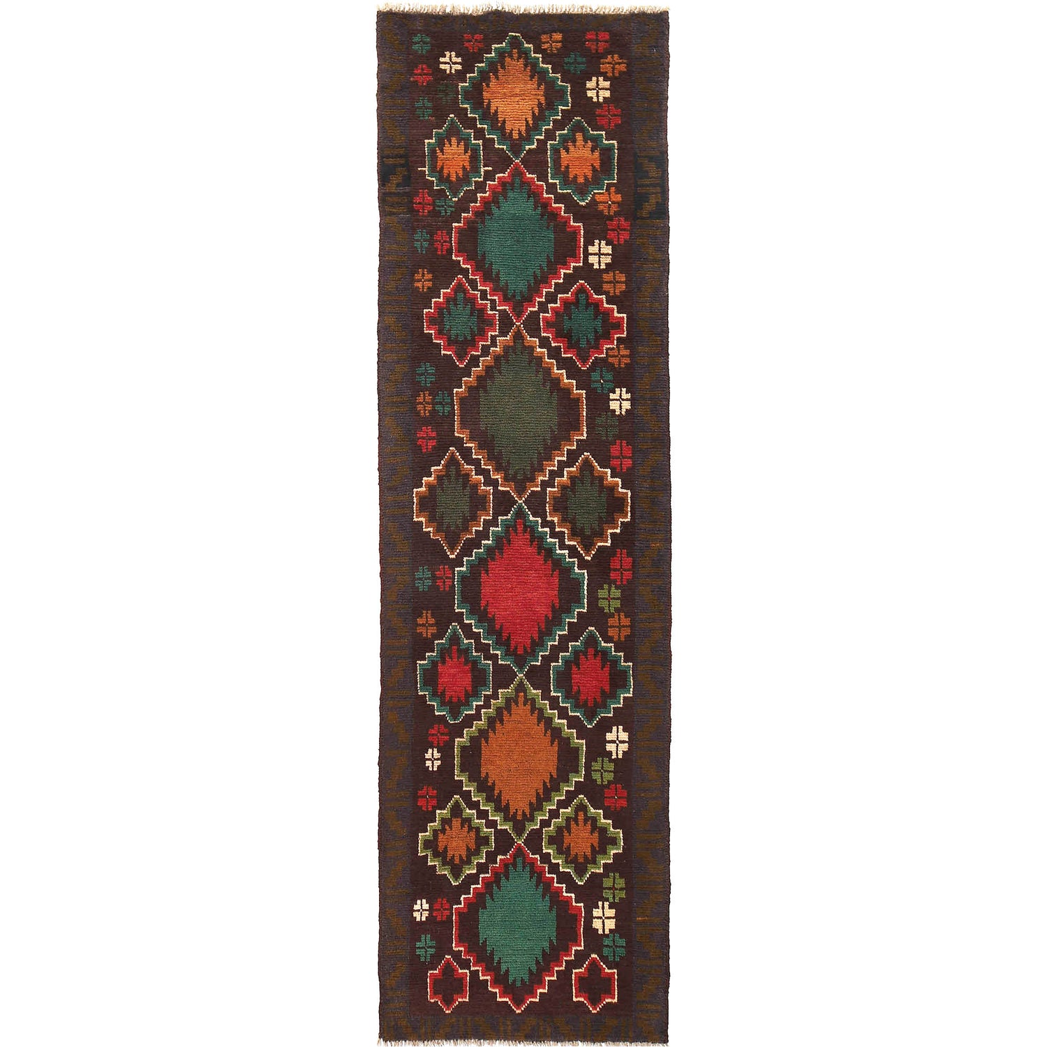 Baluchi Runner Rug Handmade Chocolate 10' Runner
