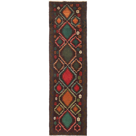 Baluchi Runner Rug Handmade Chocolate 10' Runner