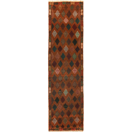 Baluchi Runner Rug Handmade Brown 10' Runner