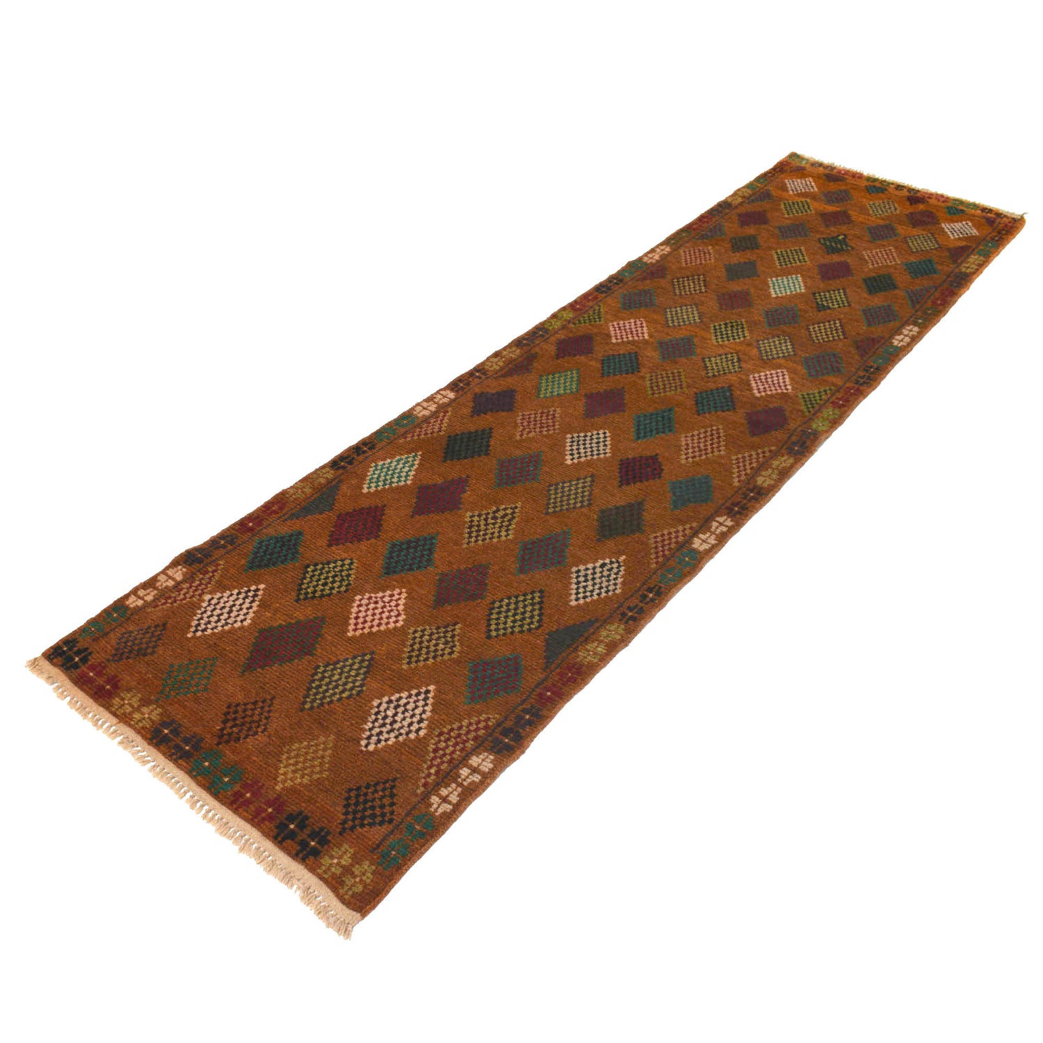Baluchi Runner Rug Handmade Brown 10' Runner