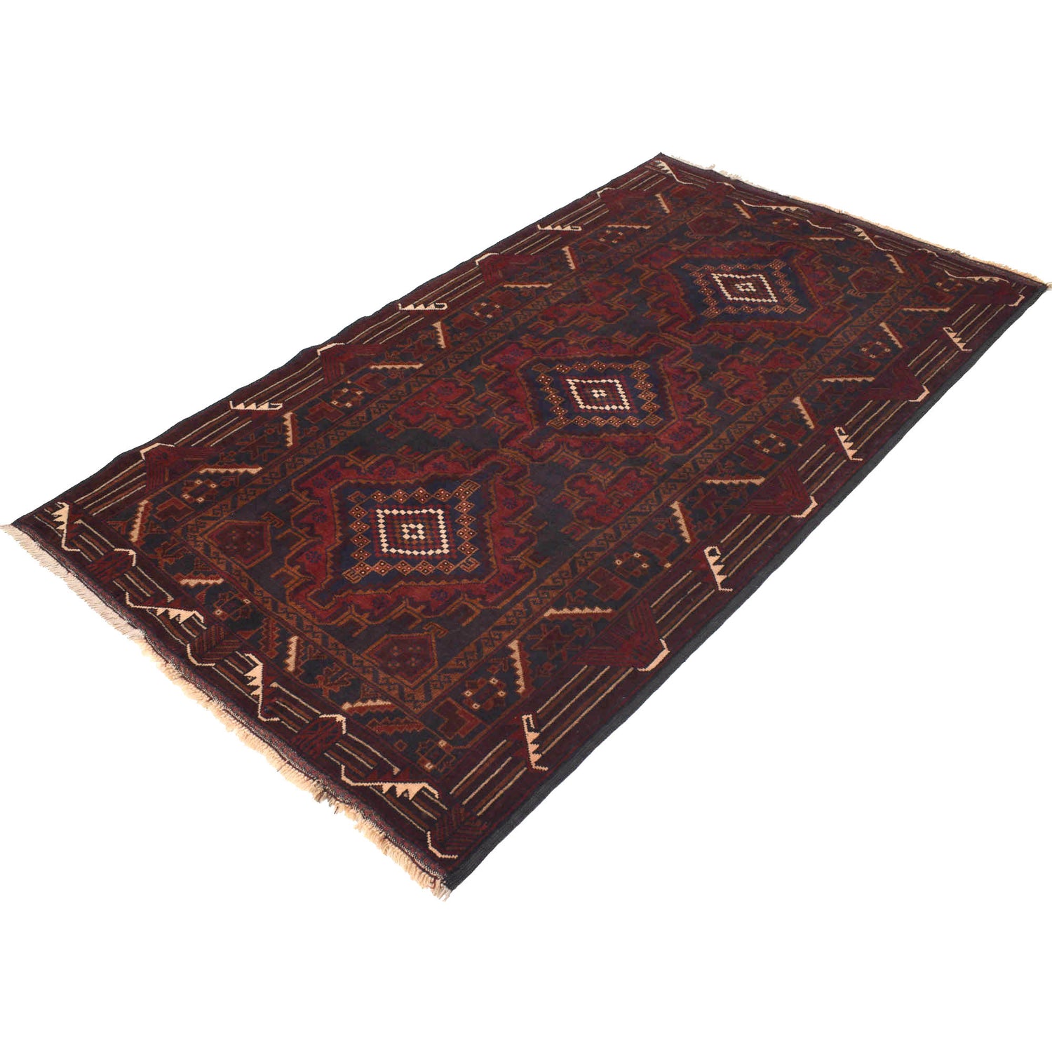 Baluchi Rug Handmade Multi Geometric 4x6 ft