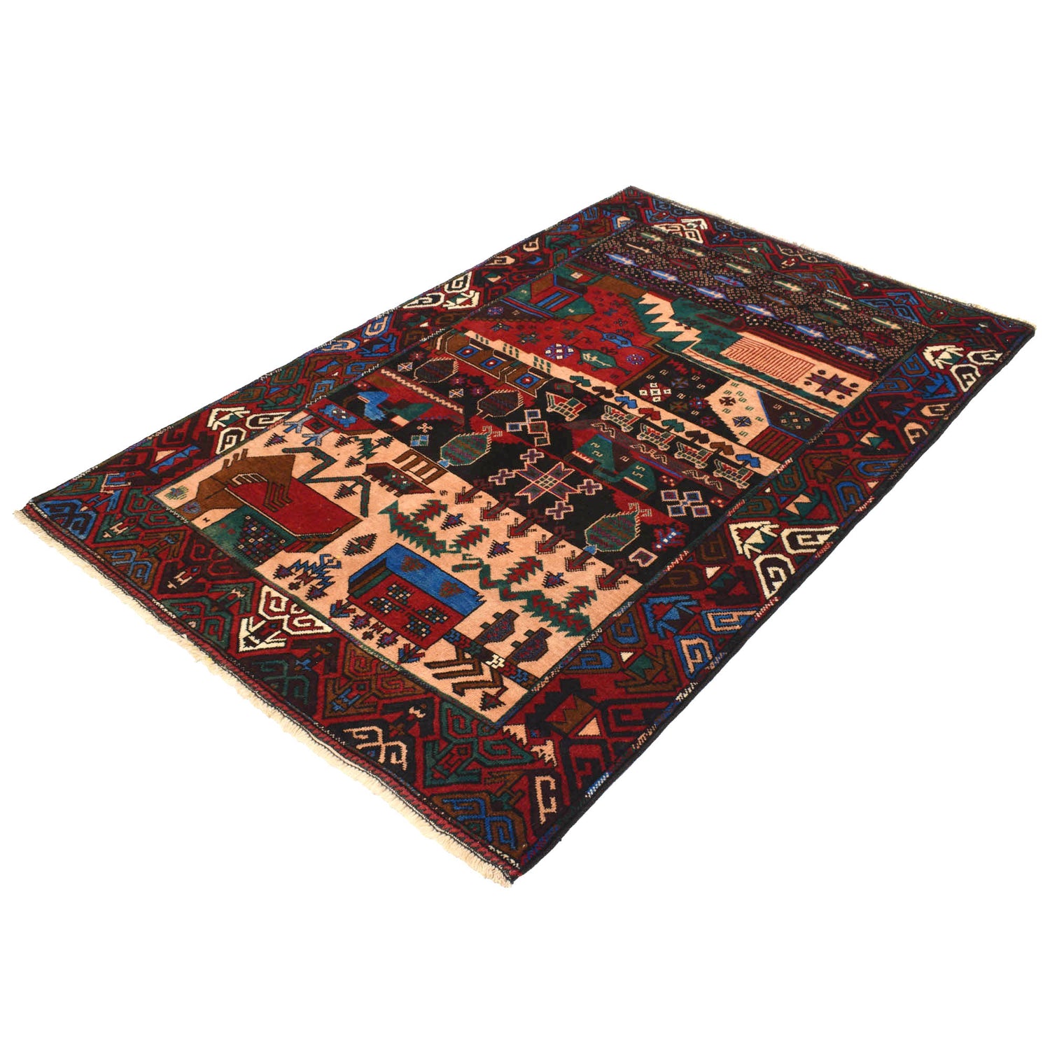 Pictorial Rug Handmade Multi Design