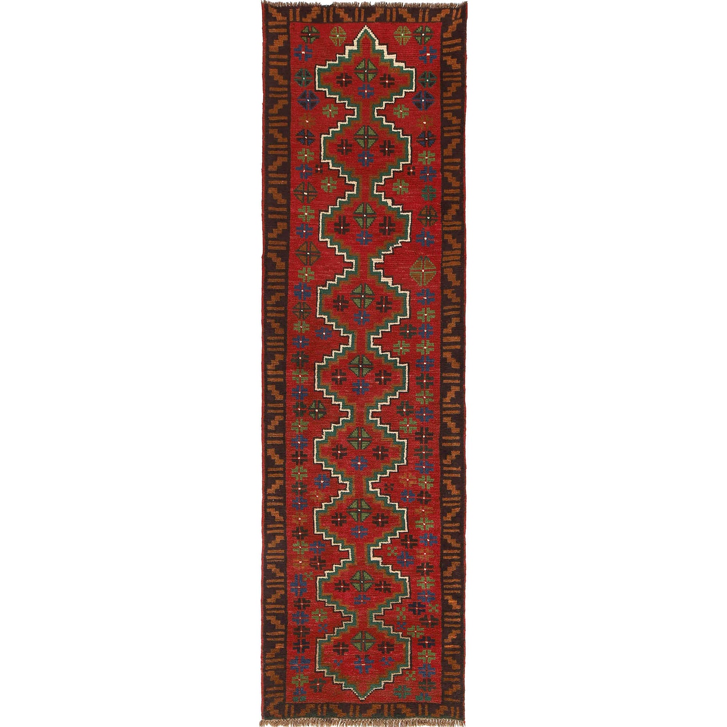 Baluchi Runner Rug Handmade Red 10' Runner