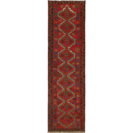 Baluchi Runner Rug Handmade Red 10' Runner