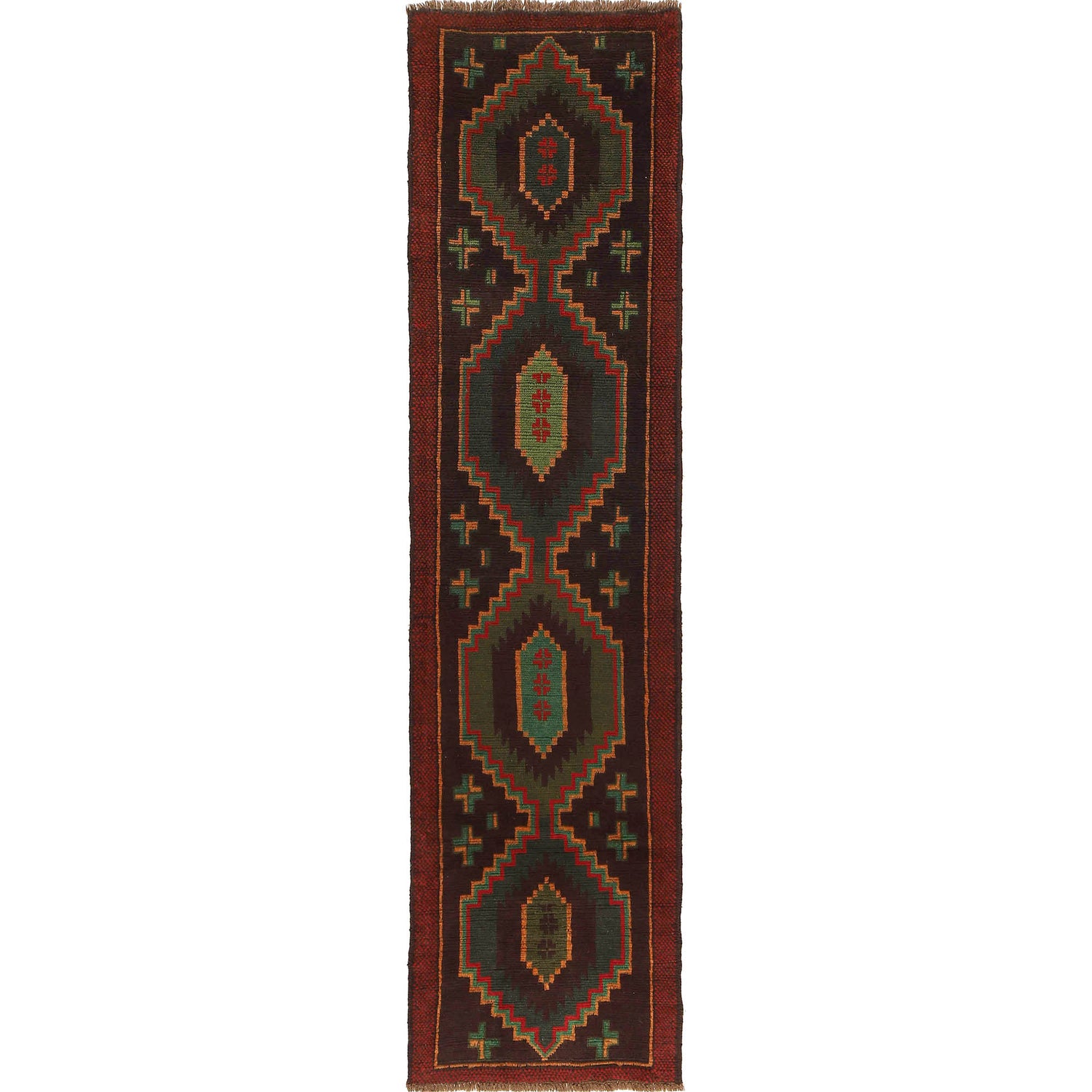 Baluchi Runner Rug Handmade Brown 10' Runner