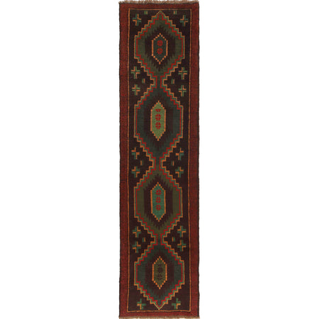 Baluchi Runner Rug Handmade Brown 10' Runner