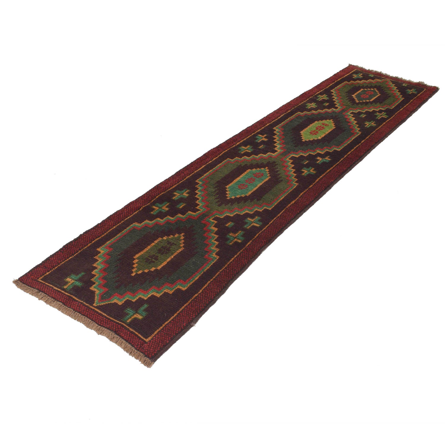 Baluchi Runner Rug Handmade Brown 10' Runner