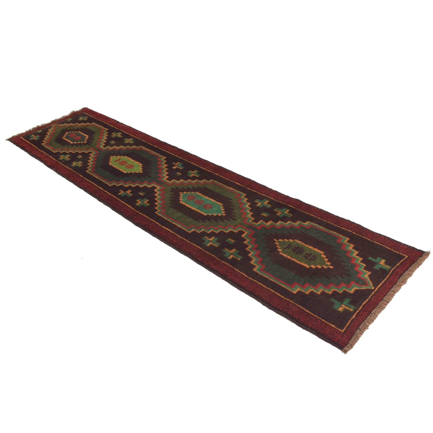 Baluchi Runner Rug Handmade Brown 10' Runner