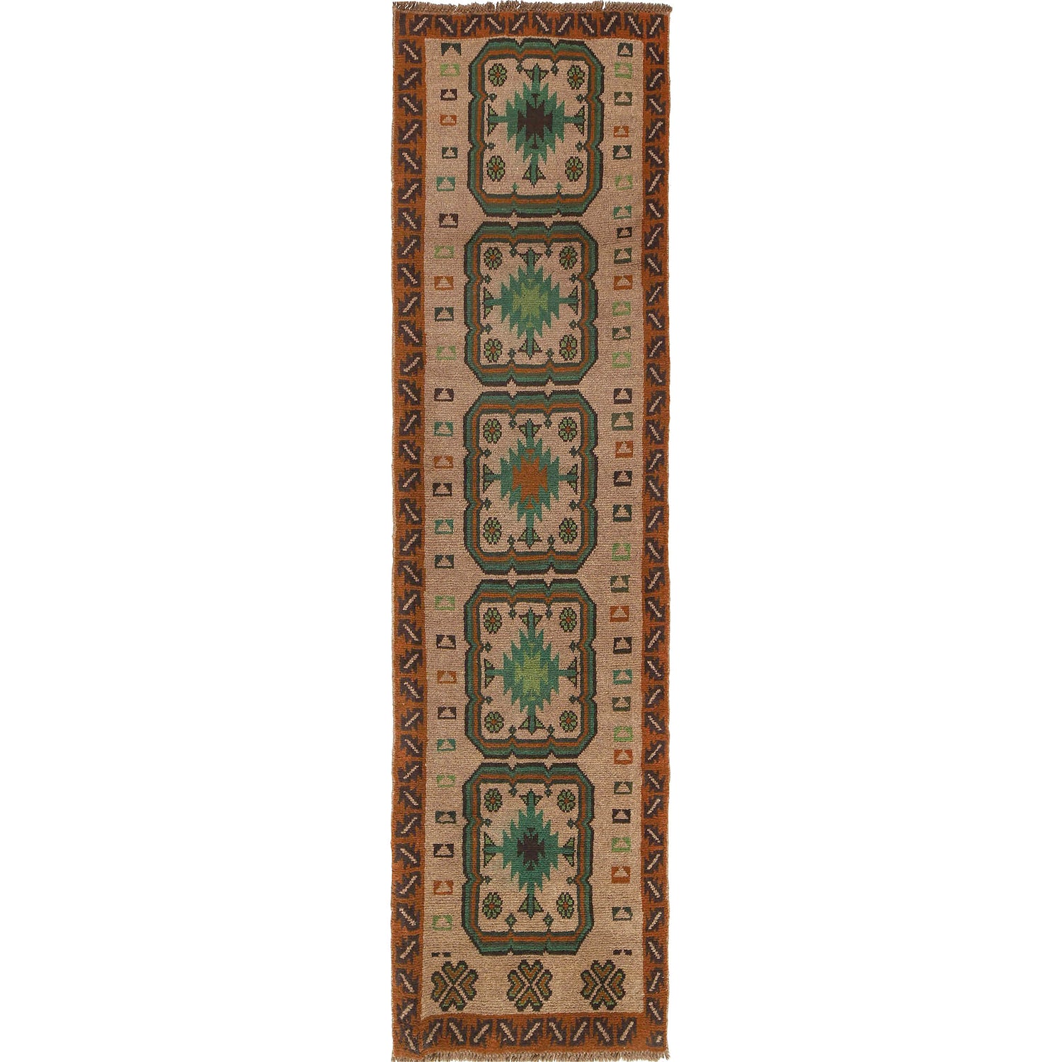 Baluchi Runner Rug Handmade Tan 10' Runner