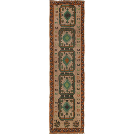 Baluchi Runner Rug Handmade Tan 10' Runner