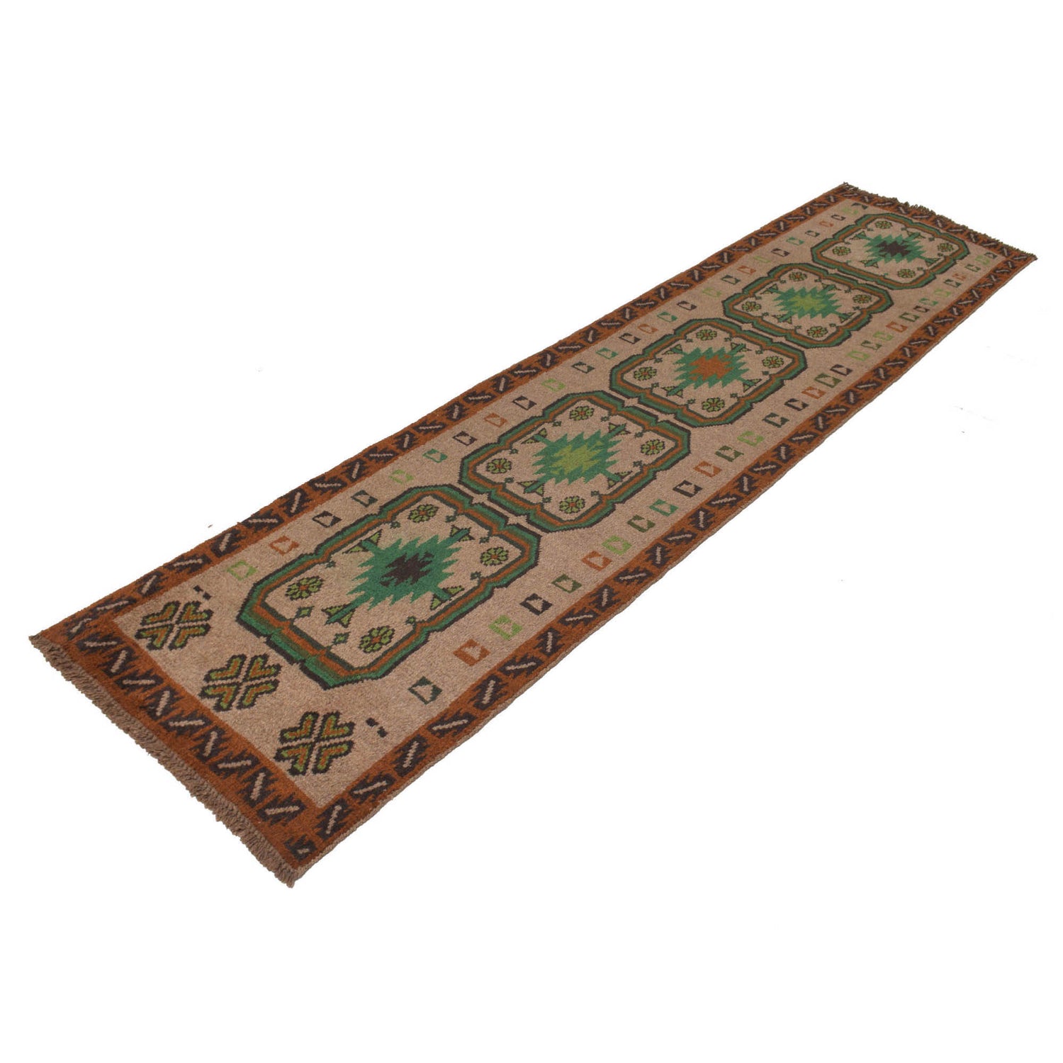 Baluchi Runner Rug Handmade Tan 10' Runner