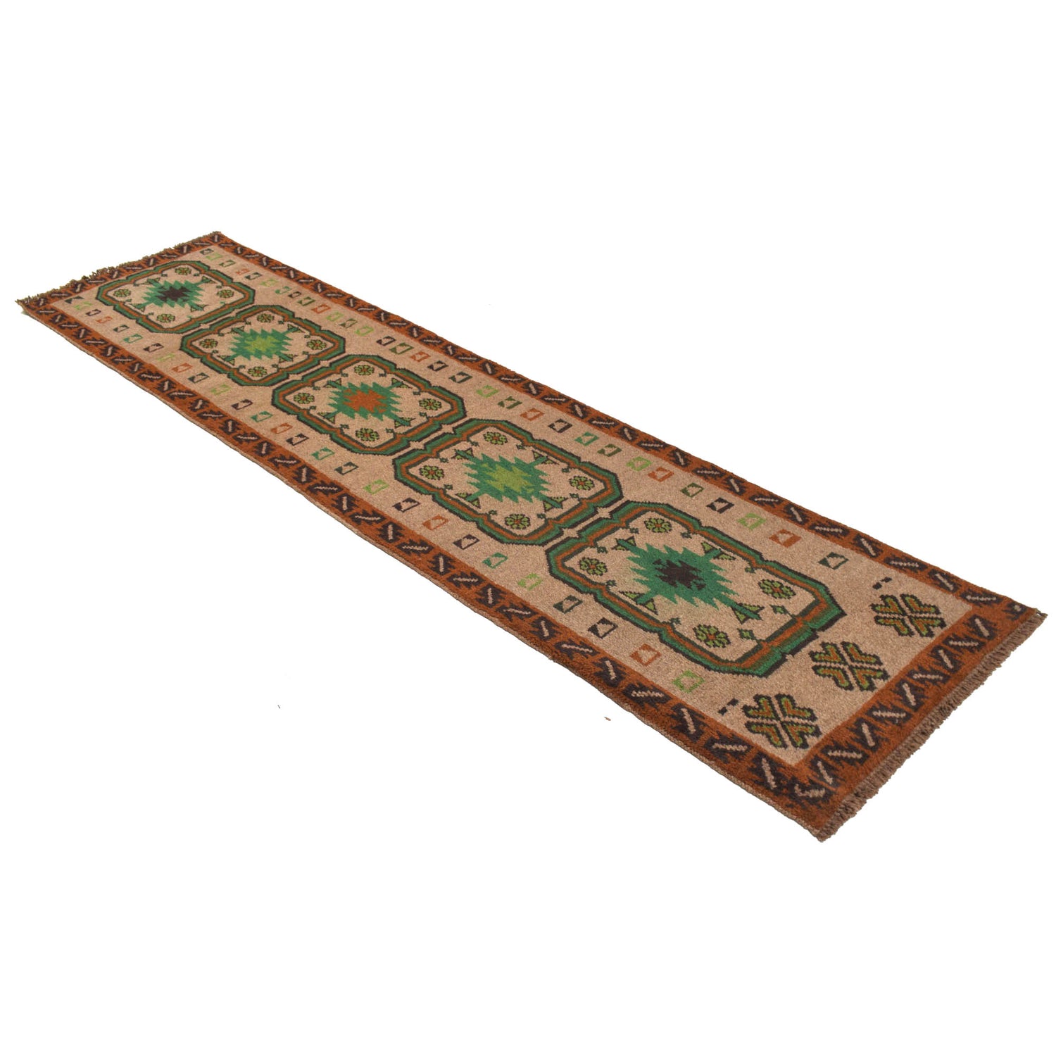 Baluchi Runner Rug Handmade Tan 10' Runner