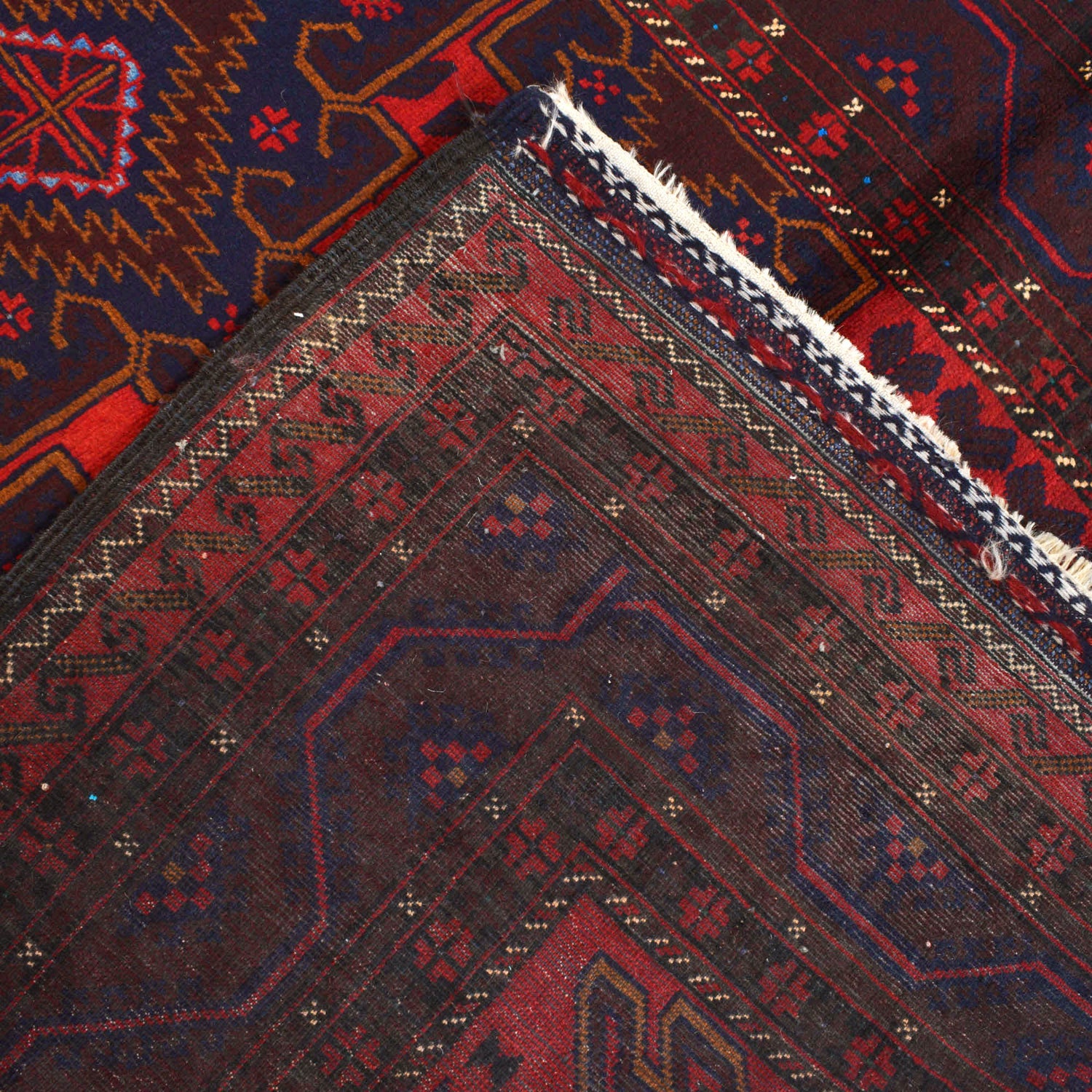 Baluchi Rug Handmade Red Geometric 4x7 ft