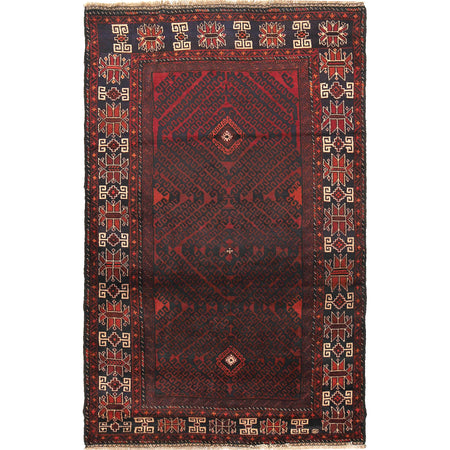 Baluchi Rug Handmade Multi Geometric 4x7 ft
