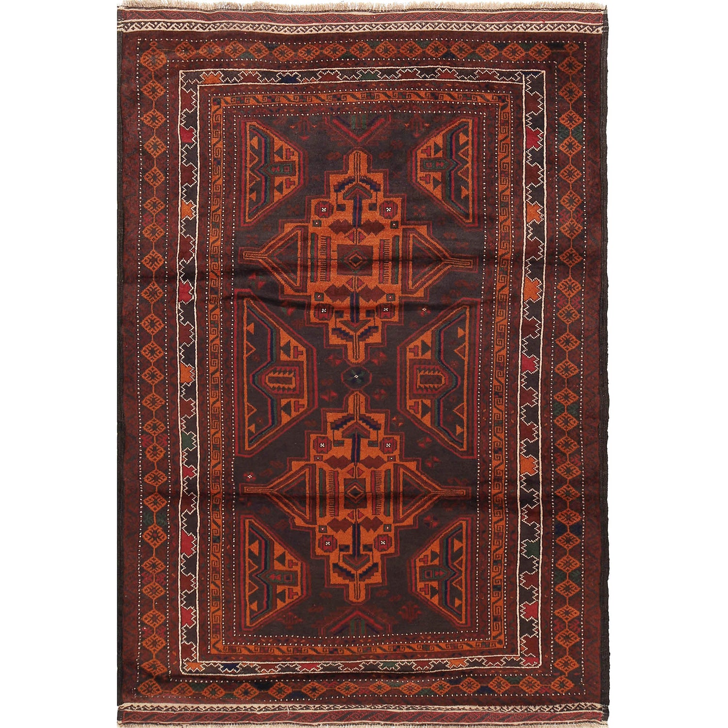 Baluchi Rug Handmade Multi Geometric 4x6 ft