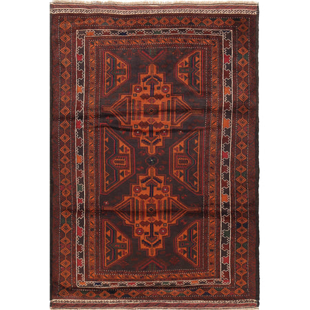 Baluchi Rug Handmade Multi Geometric 4x6 ft