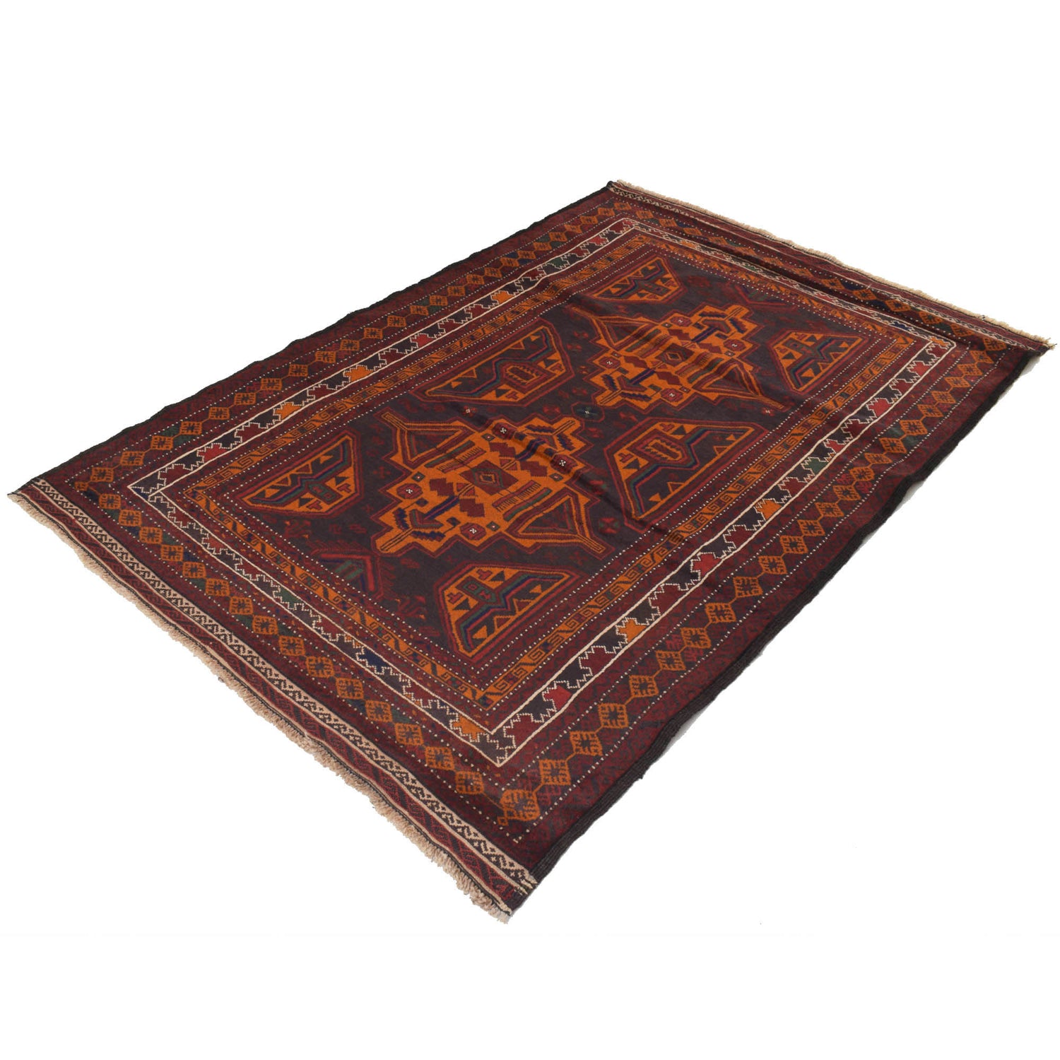 Baluchi Rug Handmade Multi Geometric 4x6 ft