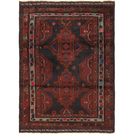 Baluchi Rug Handmade Multi Geometric 4x6 ft