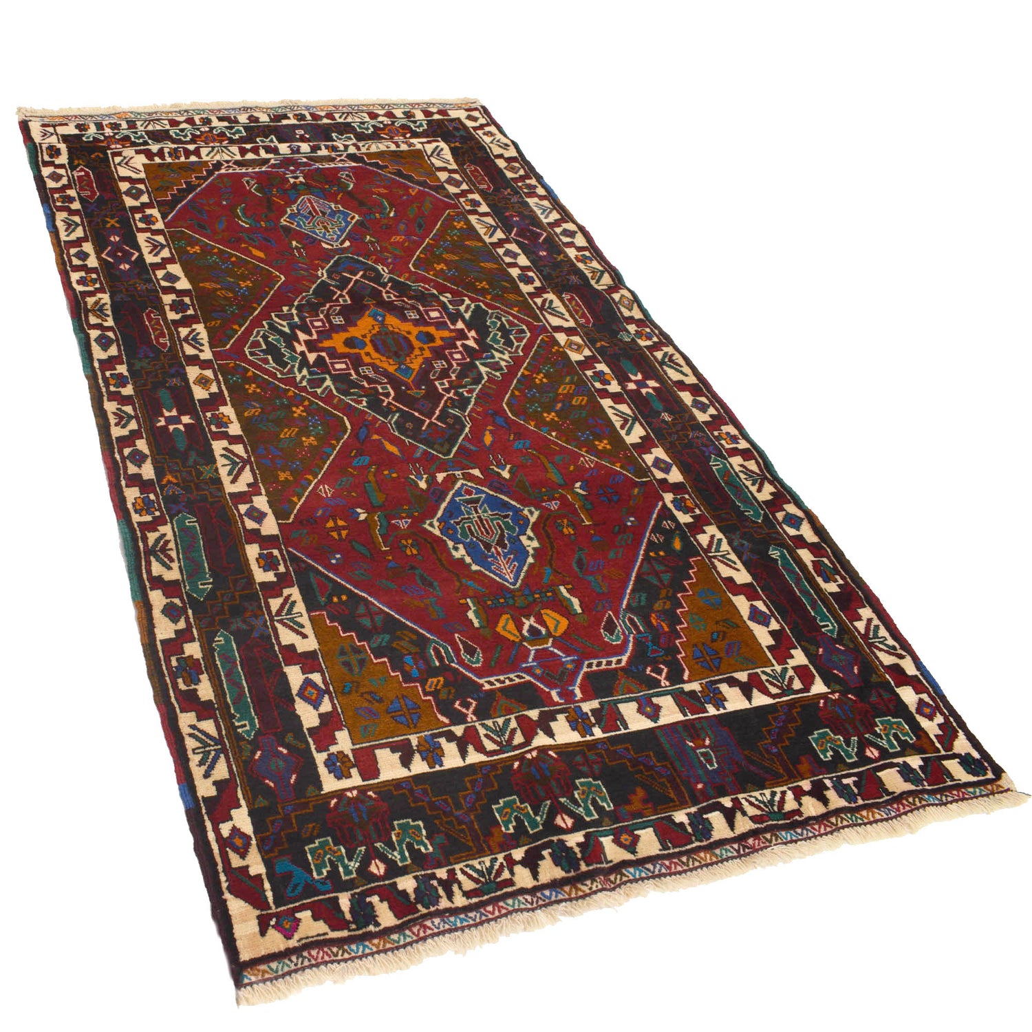 Baluchi Rug Handmade Multi Geometric 4x6 ft