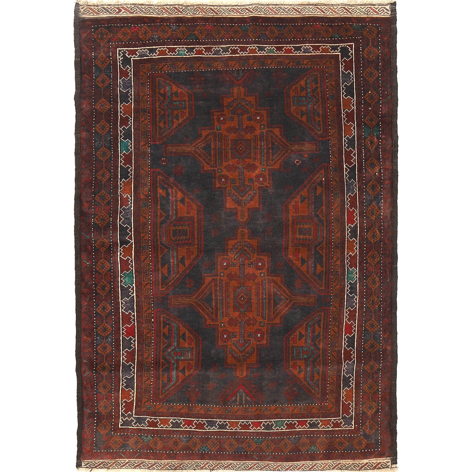 Baluchi Rug Handmade Multi Geometric 4x6 ft