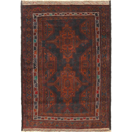 Baluchi Rug Handmade Multi Geometric 4x6 ft