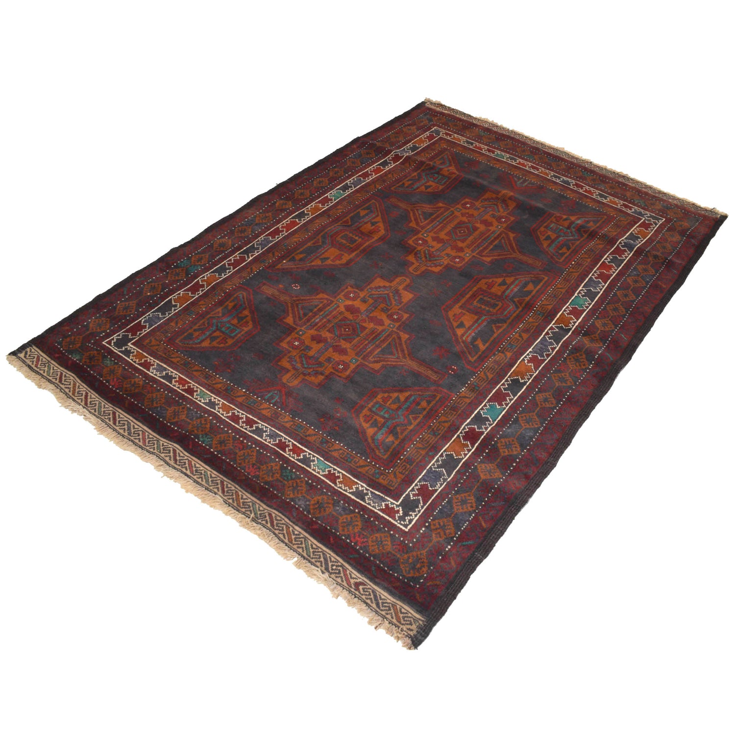 Baluchi Rug Handmade Multi Geometric 4x6 ft