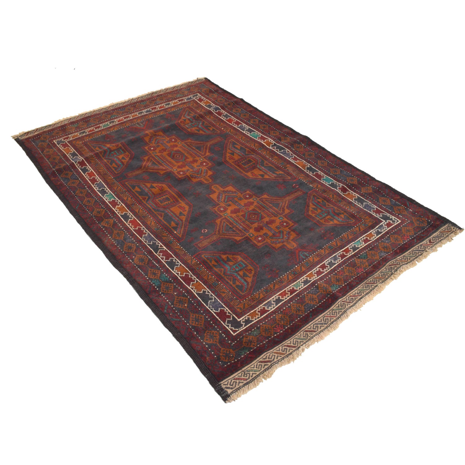 Baluchi Rug Handmade Multi Geometric 4x6 ft