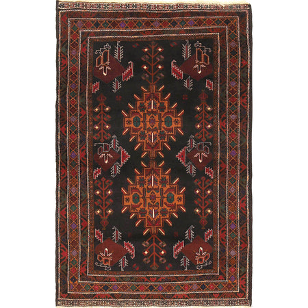 Baluchi Rug Handmade Multi Geometric 4x6 ft
