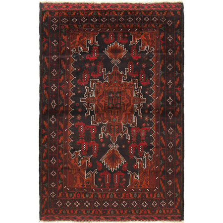 Baluchi Rug Handmade Multi Geometric 4x6 ft