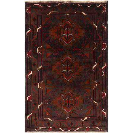Baluchi Rug Handmade Multi Geometric 4x6 ft
