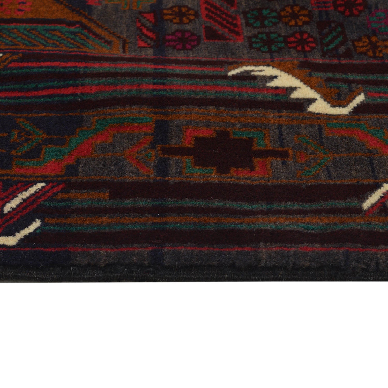 Baluchi Rug Handmade Multi Geometric 4x6 ft