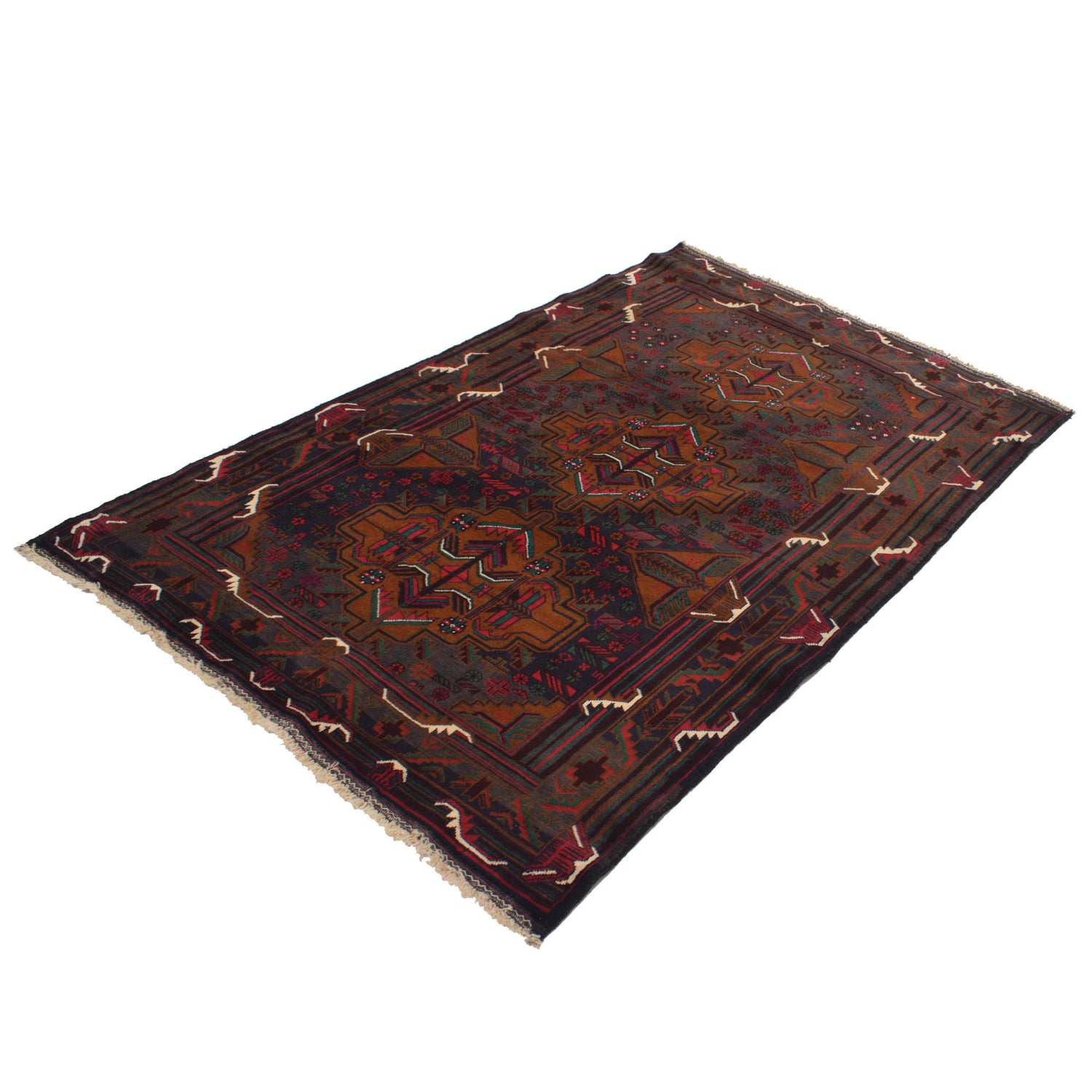 Baluchi Rug Handmade Multi Geometric 4x6 ft