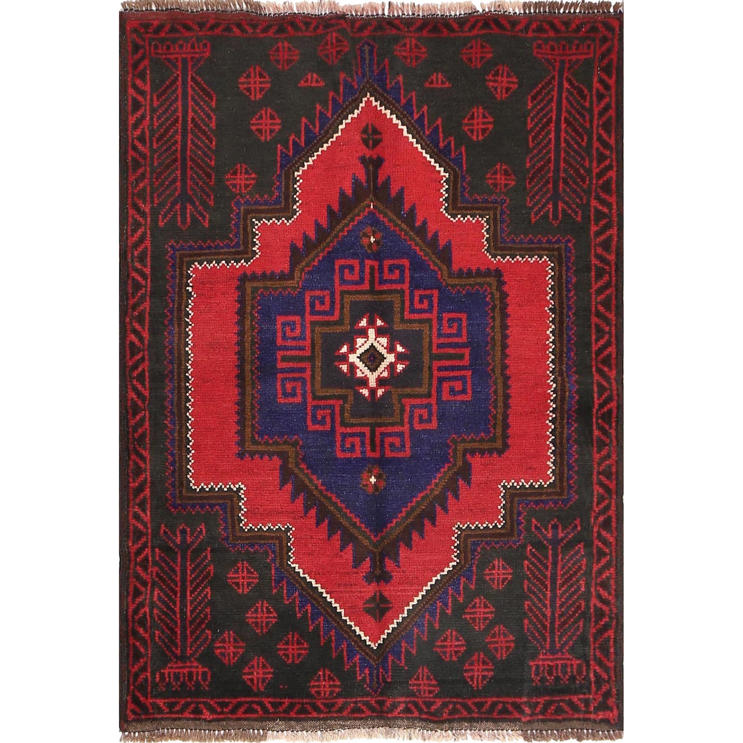 Baluchi Rug Handmade Multi Floral 2x4 ft