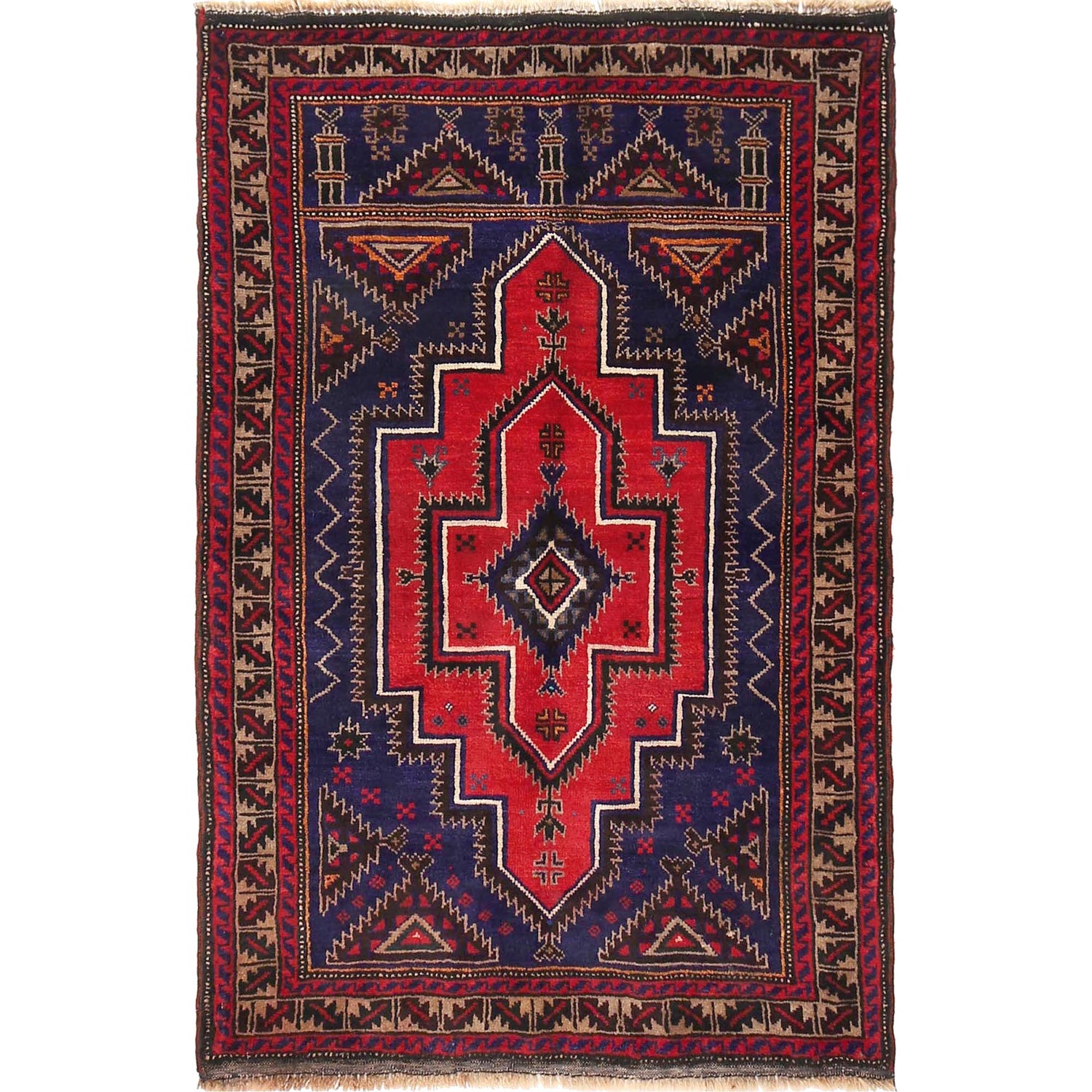 Baluchi Rug Handmade Multi Prayer Design 3x5 ft
