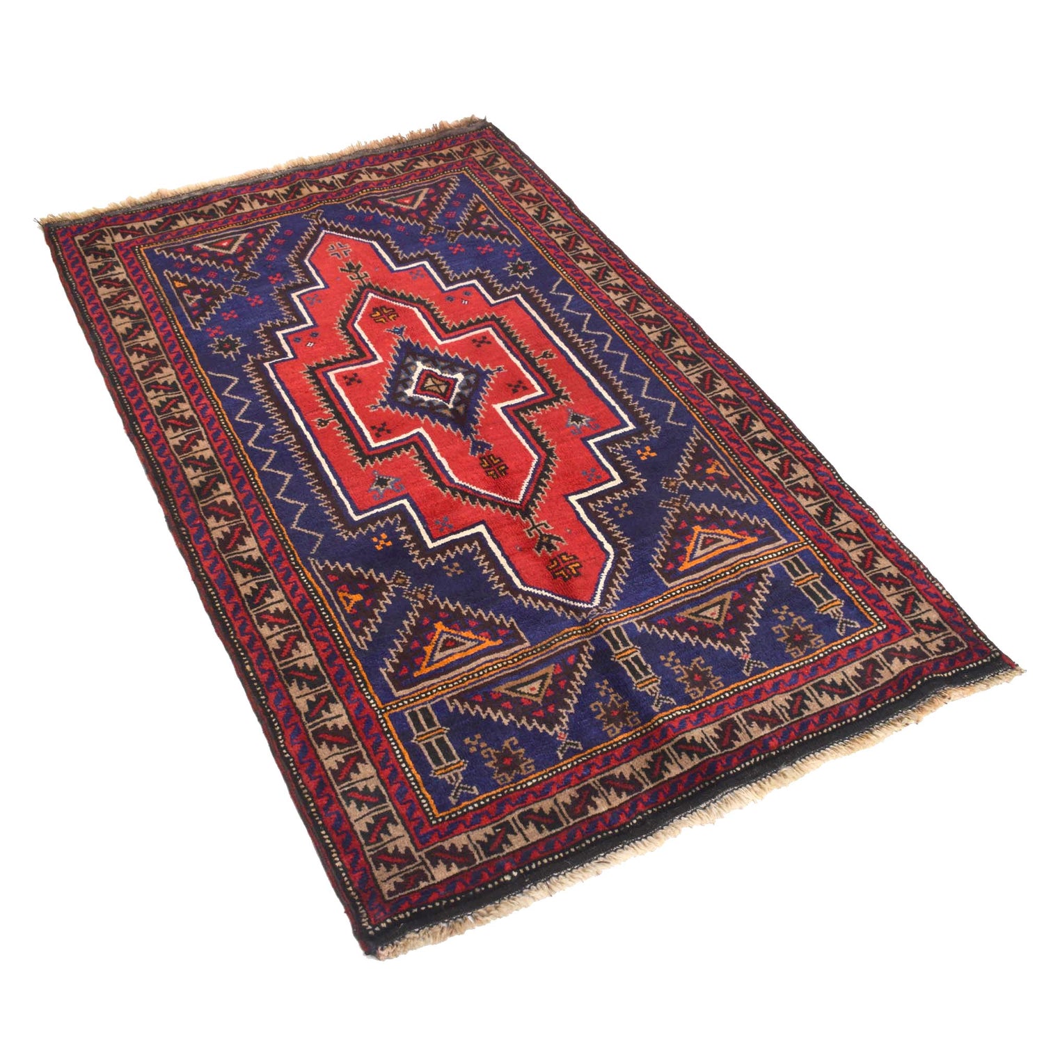 Baluchi Rug Handmade Multi Prayer Design 3x5 ft
