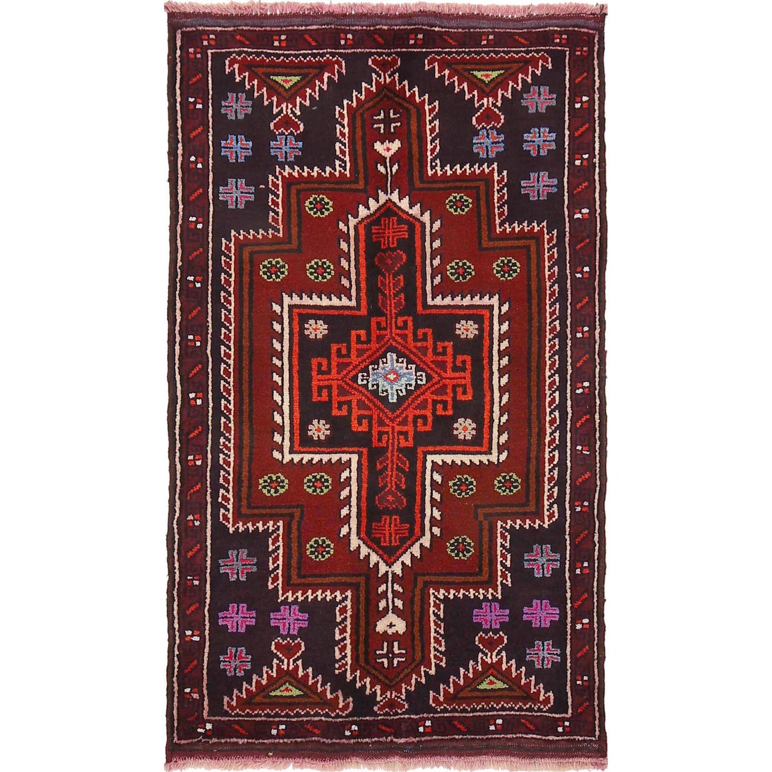 Baluchi Rug Handmade Multi Floral 2x4 ft