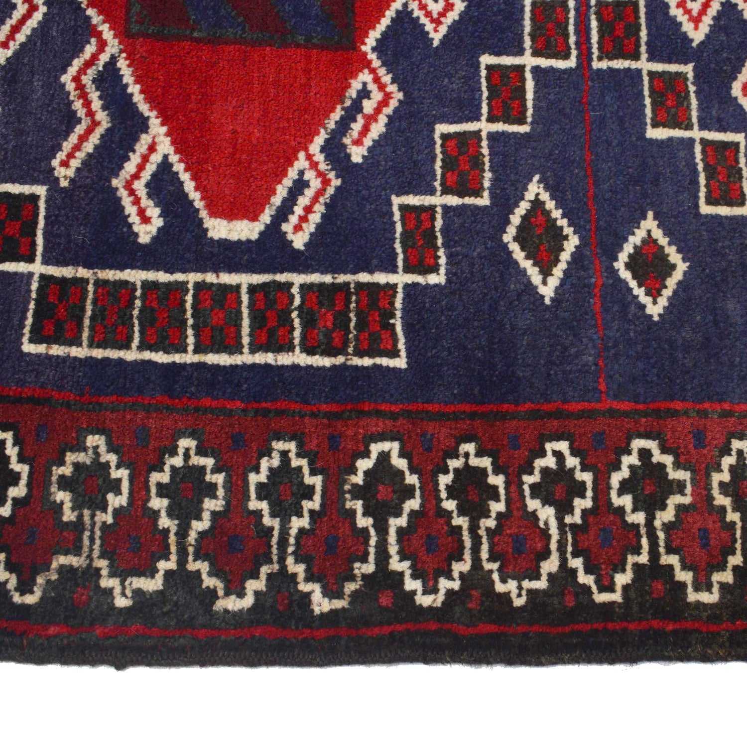 Baluchi Rug Handmade Navy Blue Floral 2x4 ft