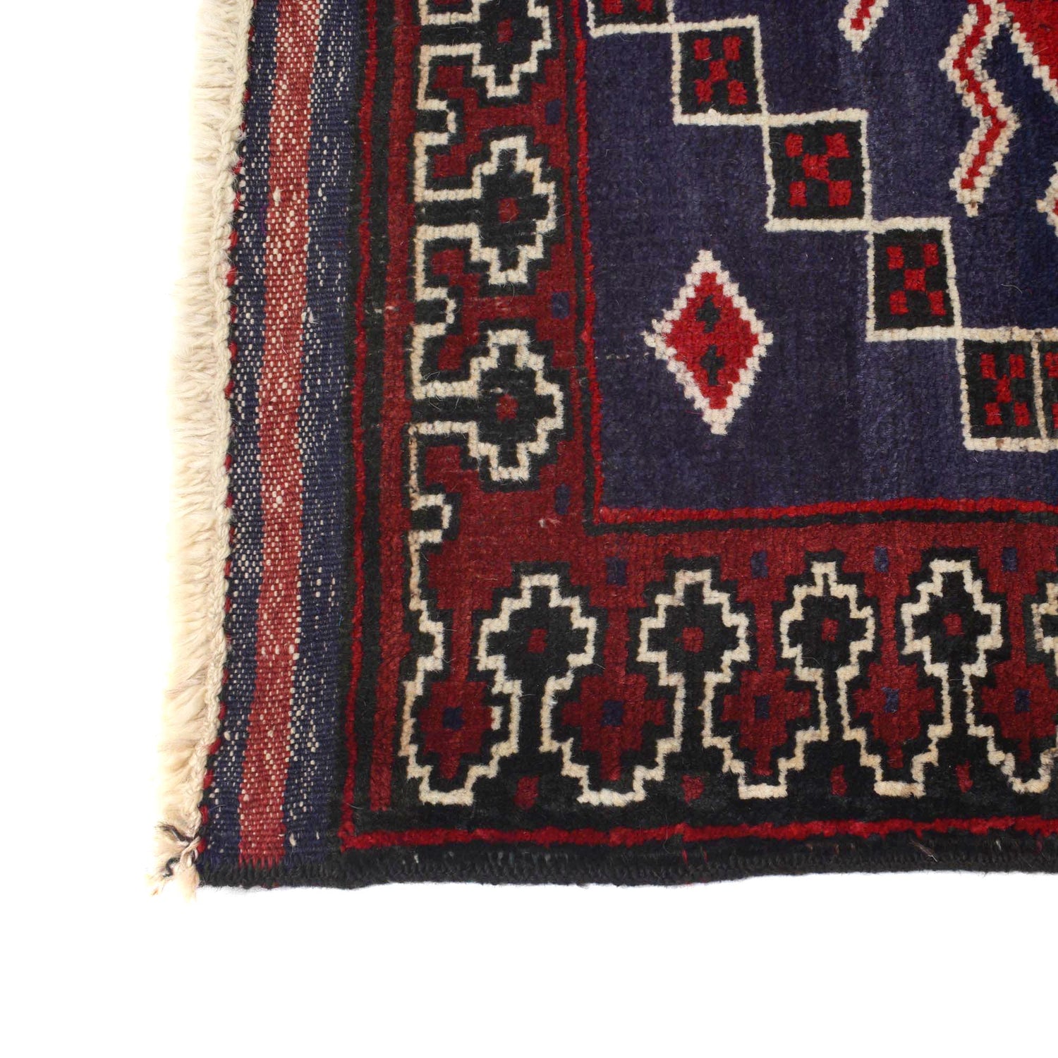 Baluchi Rug Handmade Navy Blue Floral 2x4 ft