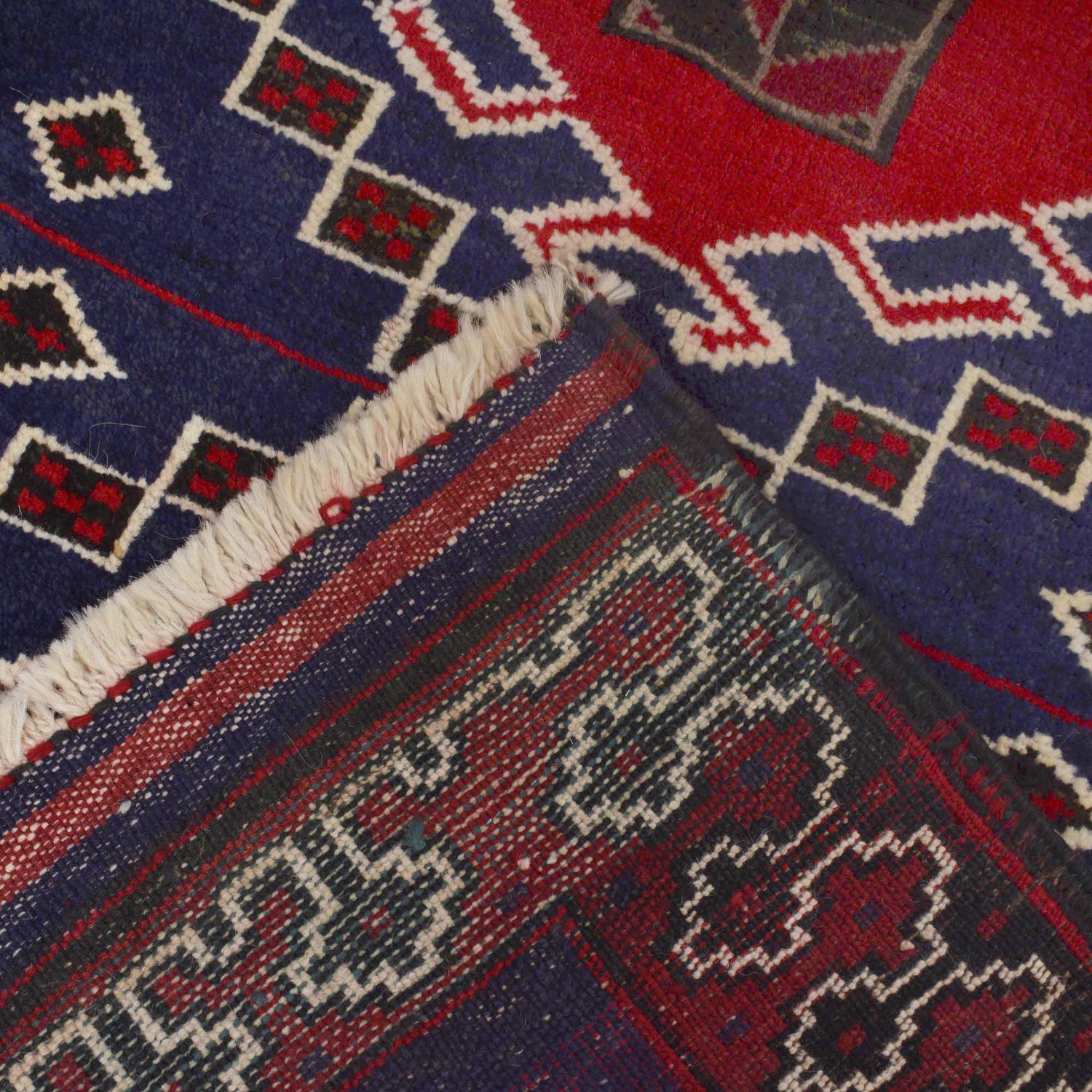 Baluchi Rug Handmade Navy Blue Floral 2x4 ft
