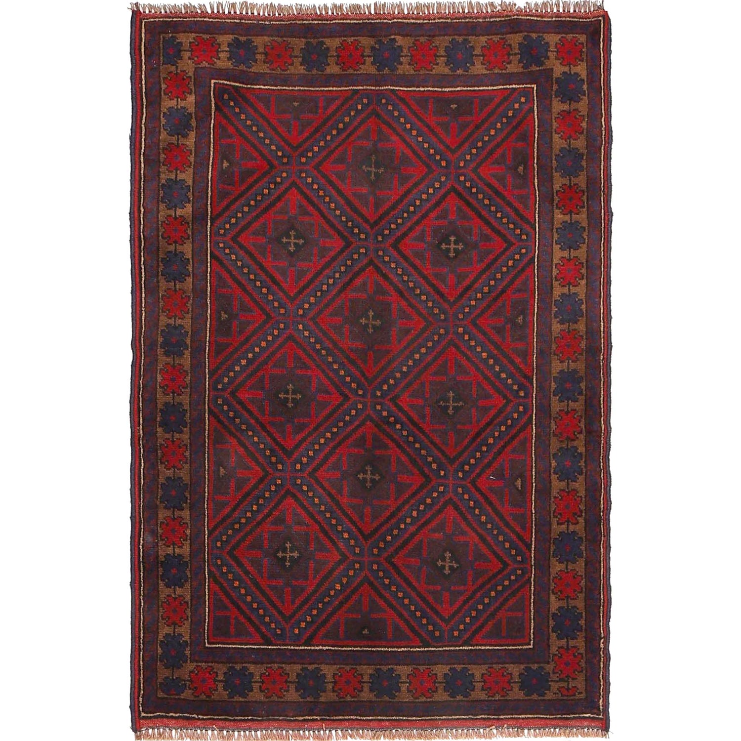 Baluchi Rug Handmade Multi Floral 2x4 ft