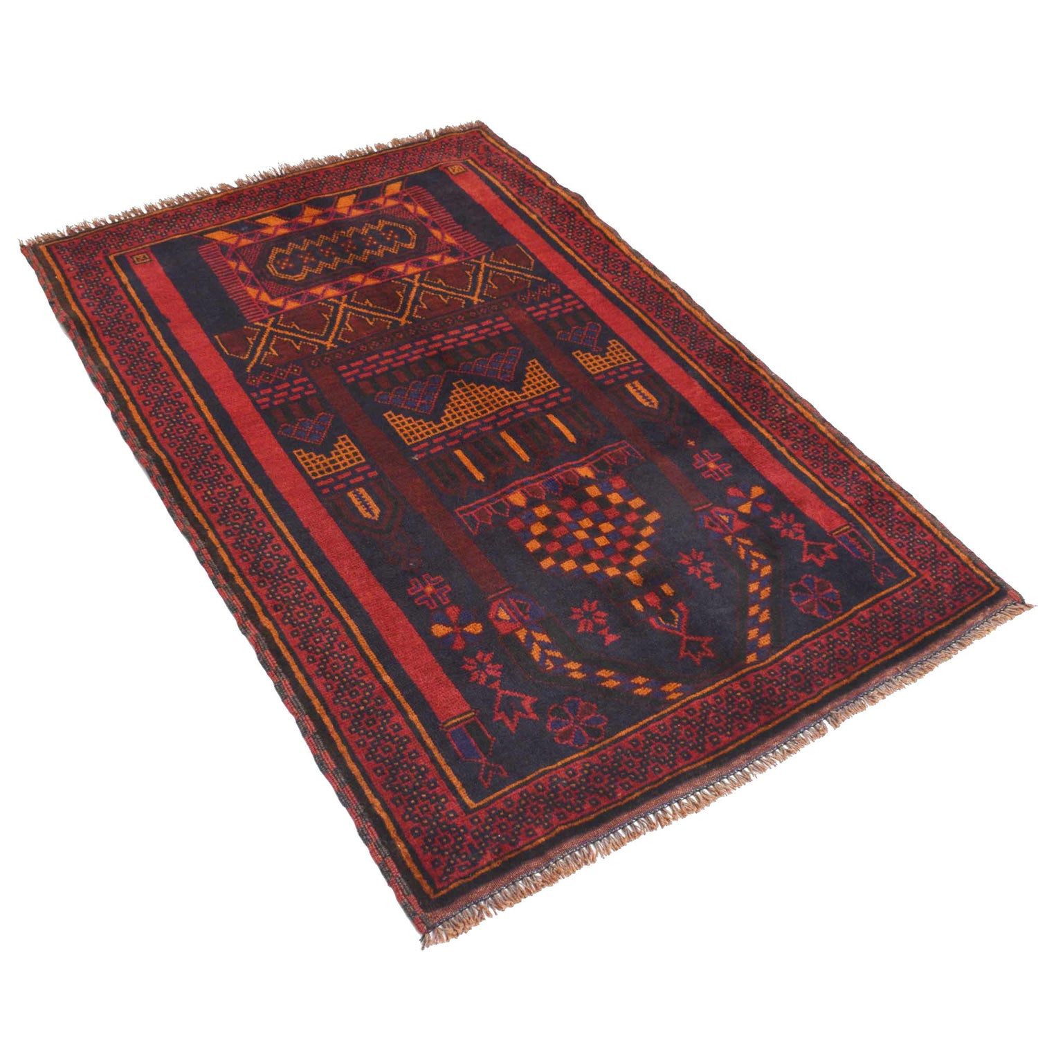 Baluchi Rug Handmade Multi Prayer Design 3x5 ft
