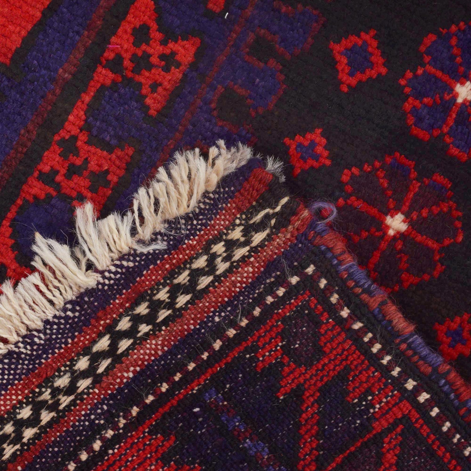 Baluchi Rug Handmade Red Geometric 3x5 ft