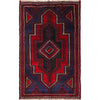Baluchi Rug Handmade Navy Blue Floral 2x4 ft