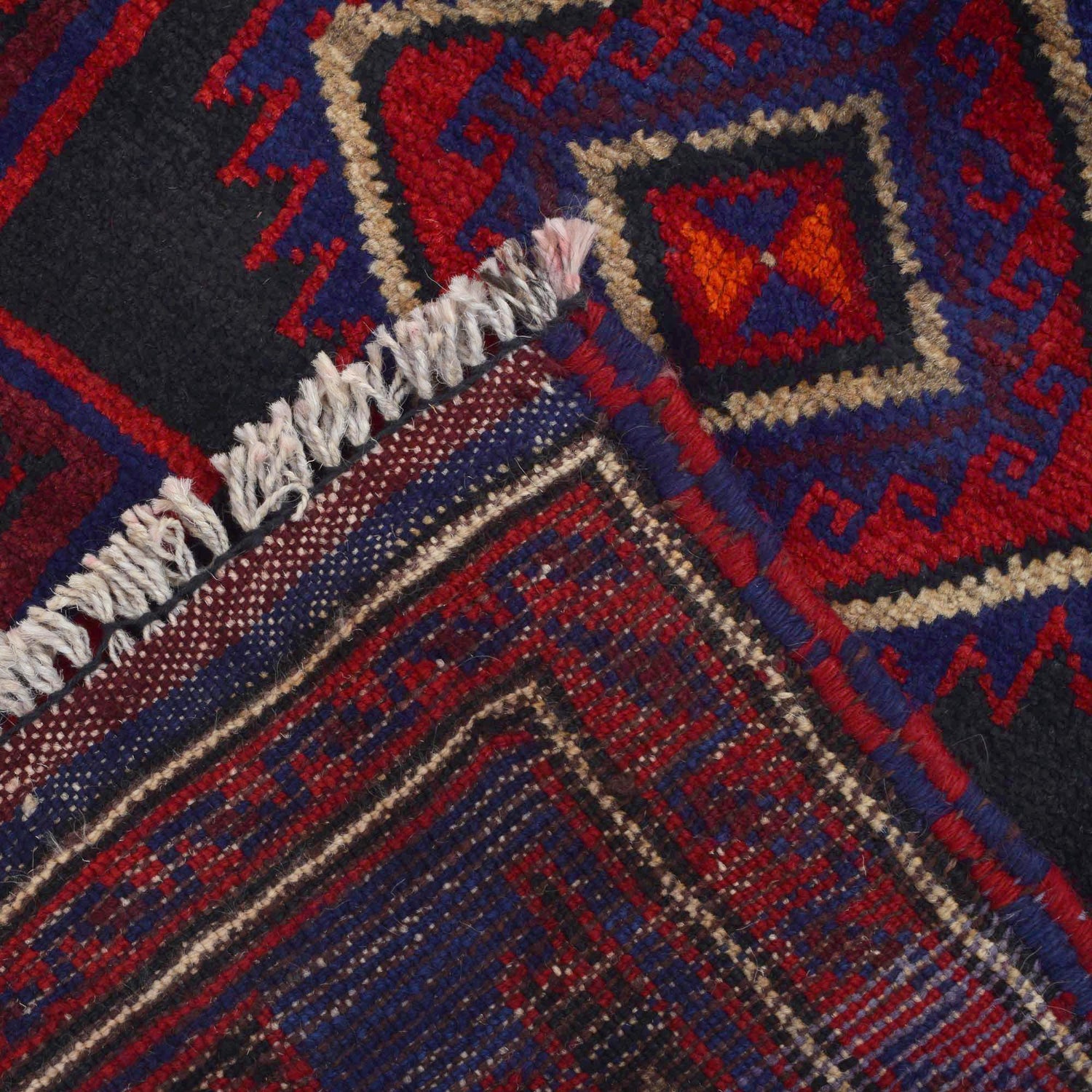 Baluchi Rug Handmade Navy Blue Floral 2x4 ft