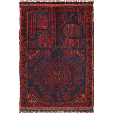 Baluchi Rug Handmade Multi Prayer Design 3x5 ft