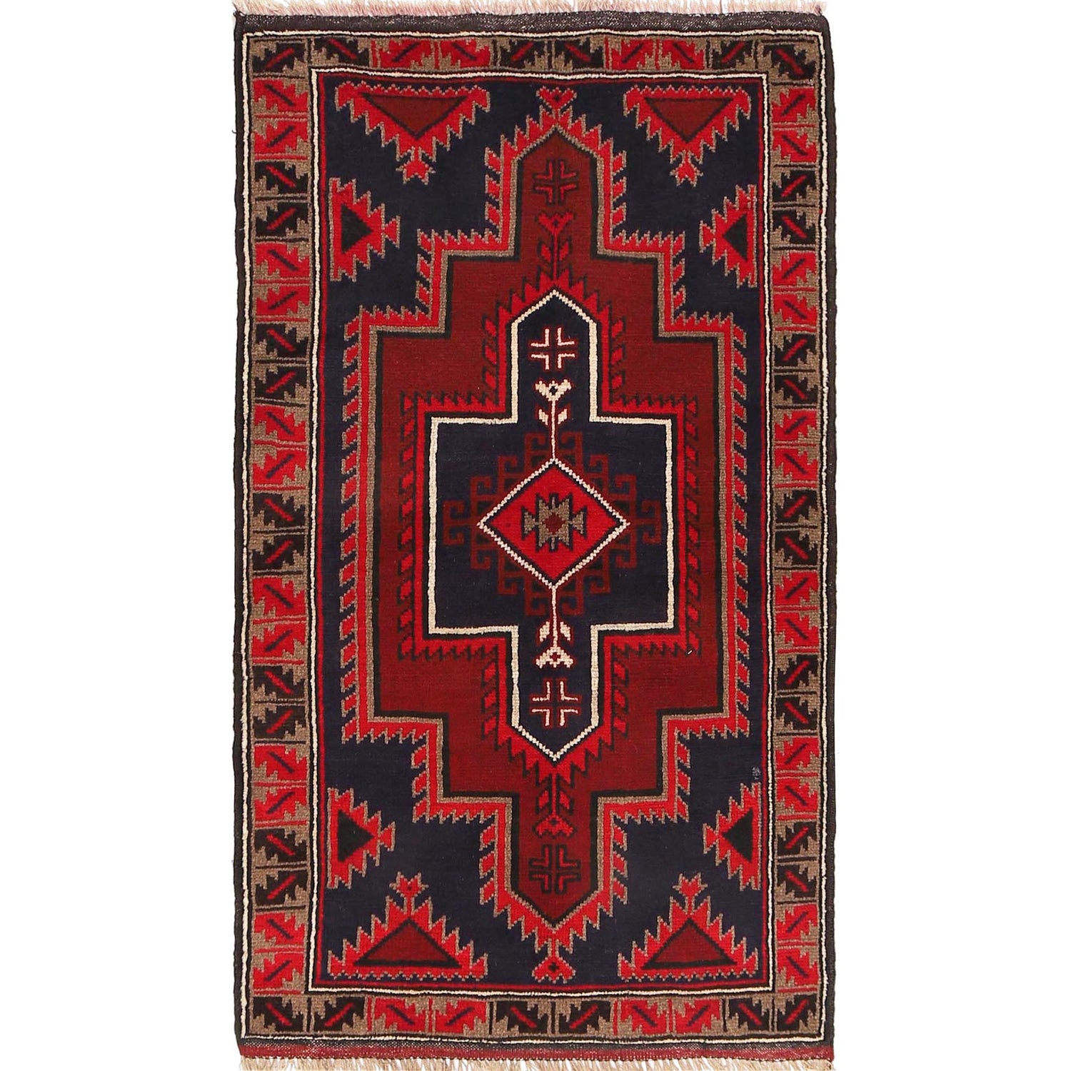 Baluchi Rug Handmade Multi Geometric 3x5 ft