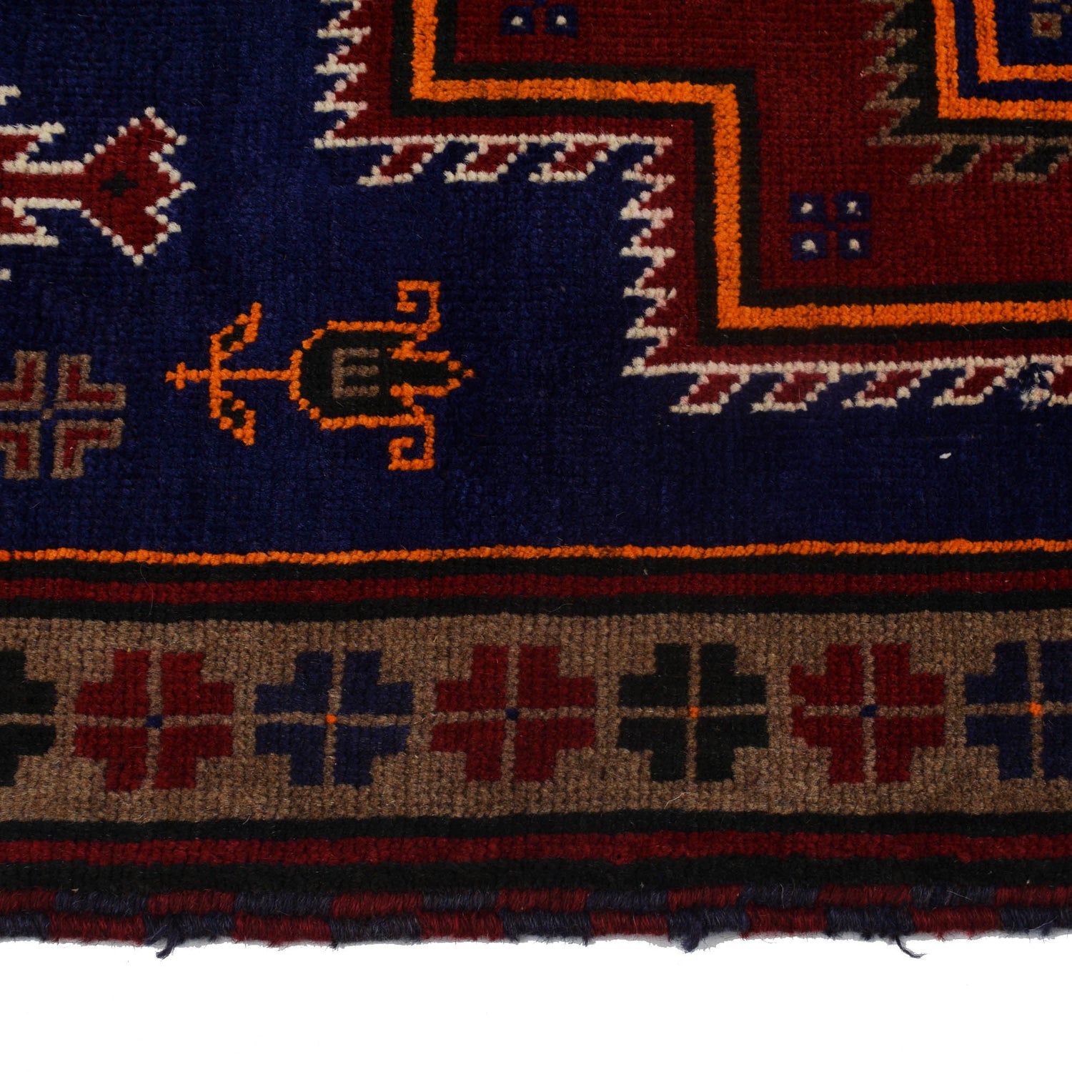 Baluchi Rug Handmade Navy Blue Geometric 3x5 ft