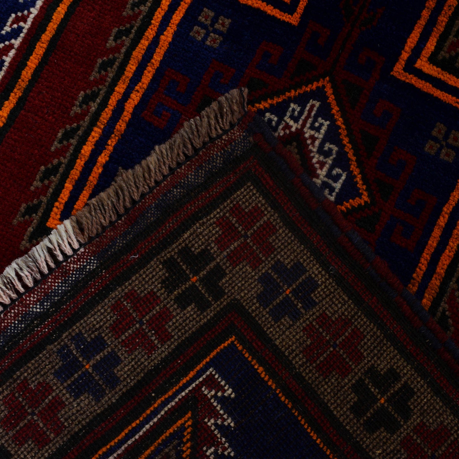 Baluchi Rug Handmade Navy Blue Geometric 3x5 ft